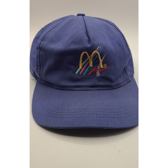 Rare Vintage 90’s Purple McDonald’s Uniform Snapback Hat - Picture 1 of 6